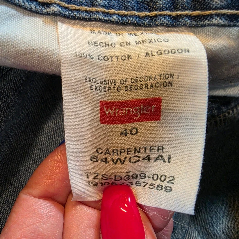 Wrangler‎ Mens Carpenter Denim Shorts Blue Medium Wash Work Worn 64WC4AI Size 40